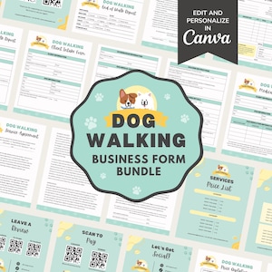 Hundeausführung Servicevereinbarung / Vertragsvorlage, bearbeitbare / druckbare Hundeausführung Neue Kundenaufnahme & Rechnungsform Business Kit Bundle, CANVA