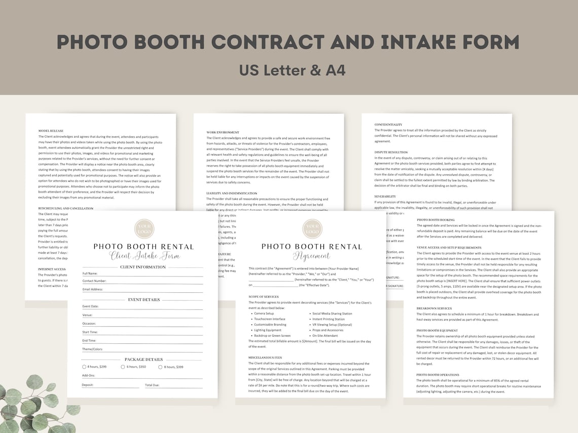 Booth Quotation Example Photo Booth Contract Template Bundle, Video Booth Rental Agreement ...