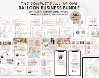 Balloon Business Bundle, Balloon Order Form, Balloon Artist Decor Contract Template, Balloon Business Card & Garland Price Sheet CANVA