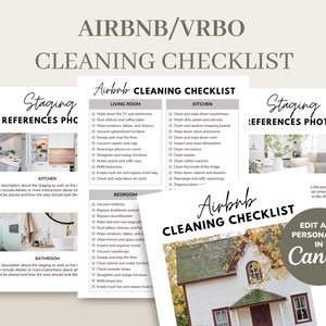 Airbnb Cleaning Checklist Template, Editable Printable Rental Home Host Cleaning List, VRBO Real Estate Housekeeping Cleaning Schedule CANVA