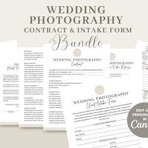 Wedding Photography Services Contract Agreement Template, Wedding Photography Client Intake Form, Photographer Forms & Invoice, CANVA