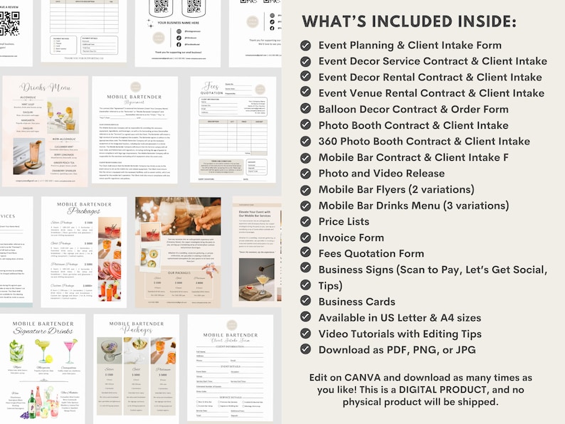 Av Event Form Event Planning/decor Contract Bundle, Client Intake & Order Form ...