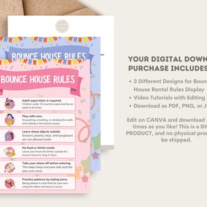 Bounce House Rental Rules Poster and Sign Template, Editable/printable ...