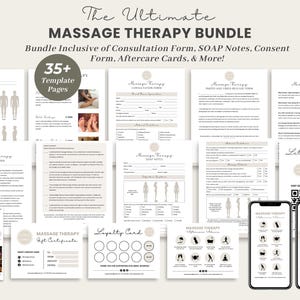 Formulieren voor massagetherapie, toestemming voor massage, intake- en consultatieformulieren voor klanten, nazorg massage, zeepnotities, sjablonen voor spa/schoonheidsspecialisten CANVA