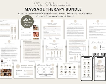 Massage Therapy Forms, Massage Consent, Client Intake & Consultation Forms, Massage Aftercare, SOAP Notes, Spa/Esthetician Templates CANVA