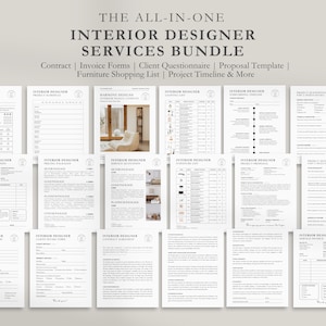 Contratto/accordo per interior designer, modulo di assunzione del cliente freelance per interior design, proposta, questionario, modello di programma, CANVA