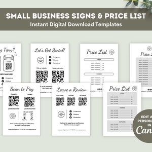 Escanear para pagar, plantilla de signo de código QR, signo editable de redes sociales para pequeñas empresas, síguenos imprimible, signo de pago Venmo/Cashapp, CANVA