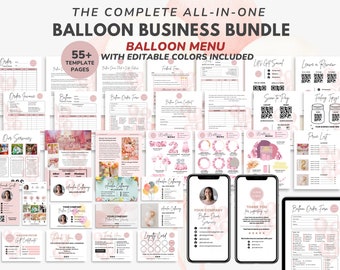 Balloon Business Bundle, Balloon Order Form, Balloon Artist Decor Contract Template, Business Card, Balloon Menu & Garland Price Sheet CANVA