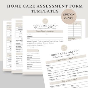 Home Care Agency Non-Medical Assessment Form, Editable and Printable New Client Intake Form, CANVA