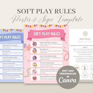 Soft Play Rental Rules Poster and Sign Template, Editable/Printable Soft Play Rules Sign Template, CANVA