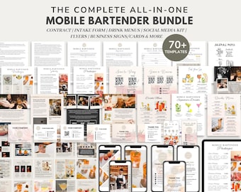 Mobile Bartender Contract/Agreement, Canva Editable Template, Event Bartending Social Media Insta Post, Bar Drinks Menu, Price List, Flyer