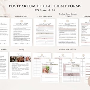 K&ouml;nnte beinhalten: Ein Satz druckbarer Formulare f&uuml;r Postpartum-Doulas, darunter eine Vertraulichkeitsvereinbarung, ein Haftungsausschluss, ein Kundenaufnahmeformular, ein Vertrag f&uuml;r eine Backup-Doula, eine Postpartum-Checkliste, eine Foto- und Video-Freigabe, Preisgestaltung und Planer und Tracker. Die Formulare sind so konzipiert, dass sie in Canva bearbeitet werden k&ouml;nnen.