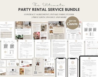 Party Supplies Rental Services Contract Agreement Template, Editable Event Equipment Rental Form, Wedding & Party Decor Client Intake, CANVA