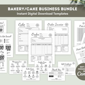 Bon de commande et suivi des produits de boulangerie/pâtisserie, carte pour l'entretien de gâteaux, panneau Scan to Pay, modèle de facture de boulangerie pour petite entreprise, panneau QR Code, CANVA
