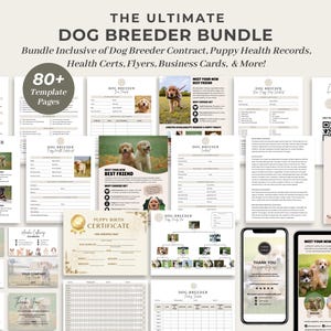 Hundezüchter-Verkaufs- und Adoptionsformulare, Welpenverkaufs- und Adoptionsformulare, Hundewelpen-Charts / -Aufzeichnungen, Welpen-Verkaufsschein, Flyer, CANVA