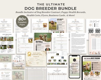Dog Breeder Contract Agreement Template Bundle, Puppy Sale & Adoption Forms, Dog Whelping Charts/Records, Puppy Bill of Sale, Flyer, CANVA
