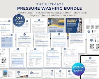Pressure Washing Contract/Agreement & Forms, Client Intake Paperwork, Power Washing Proposal  Template, Invoice, Quote, Business Cards CANVA