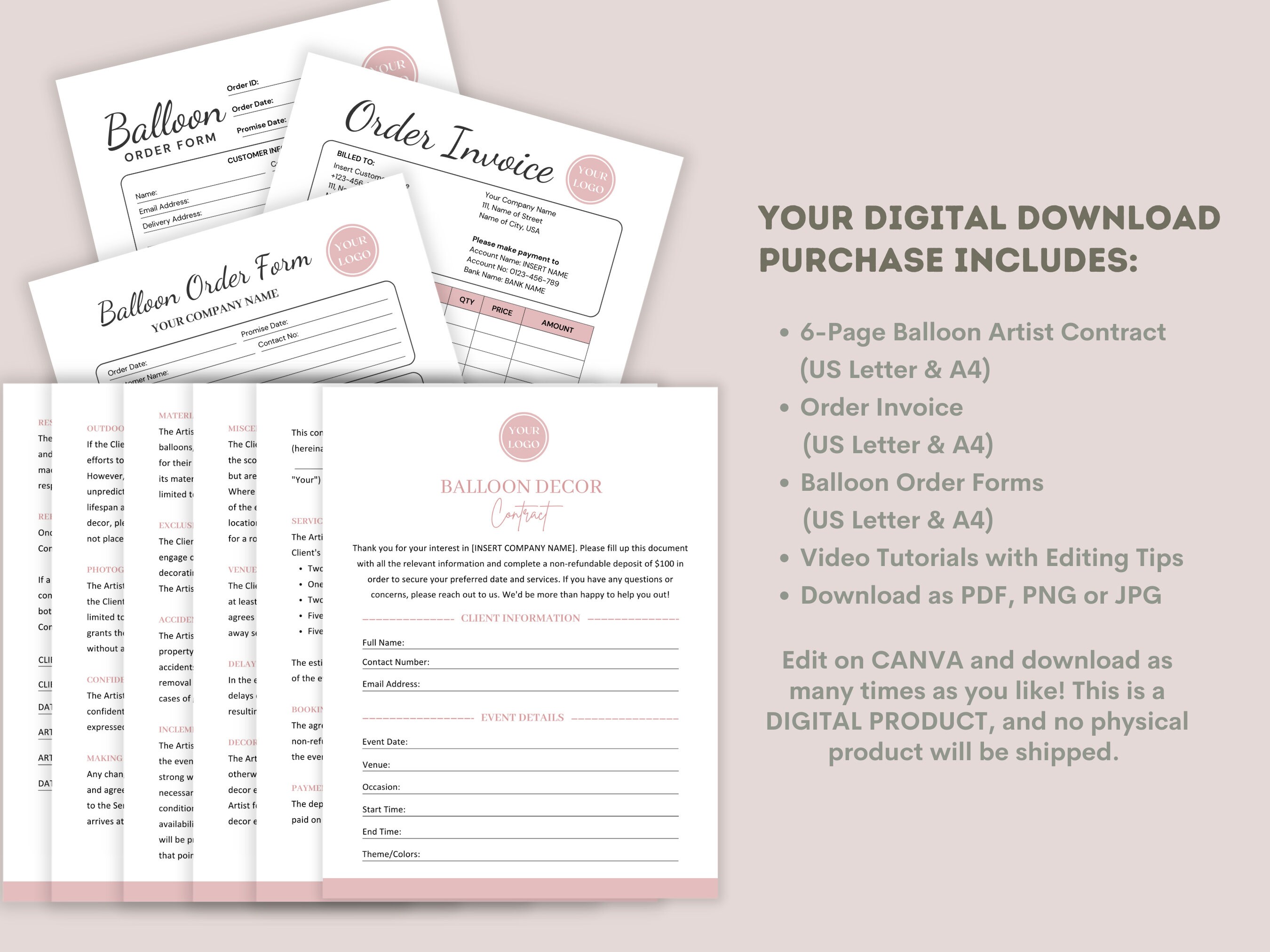 Balloon Artist Contract Template, Balloon Decor Business Contract