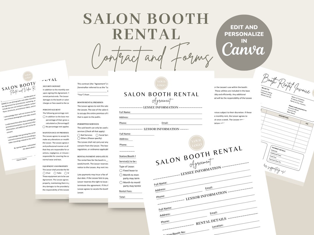 Salon Booth Rental Contract Agreement Template, Editable Professional ...