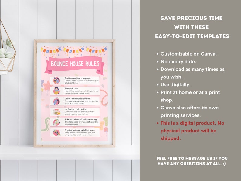 Bounce House Rental Rules Poster And Sign Template Editable printable 