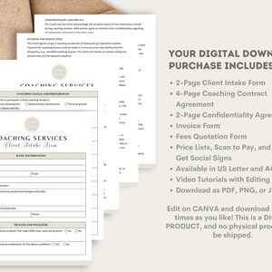 Coaching Agreement/contract Template, Editable & Printable Life Coach ...