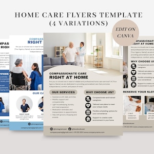 Home Care Agency Flyers, Editable and Printable Home Care/Senior Care Services Flyer, CANVA