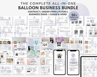 Balloon Business Bundle, Balloon Order Form, Balloon Artist Decor Contract Template, Balloon Business Card & Garland Price Sheet CANVA