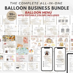 Ballon Business Bundel, Ballon Bestelformulier, Ballon Artiest Decor Contract Sjabloon, Visitekaartje, Ballon Menu & Slinger Prijsoverzicht CANVA