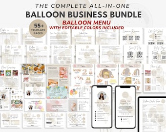 Balloon Business Bundle, Balloon Order Form, Balloon Artist Decor Contract Template, Business Card, Balloon Menu & Garland Price Sheet CANVA