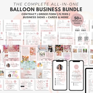 Balloon Business Bundle, Balloon Order Form, Balloon Artist Decor Contract Template, Balloon Business Card & Garland Price Sheet CANVA