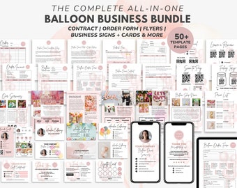 Balloon Business Bundle, Balloon Order Form, Balloon Artist Decor Contract Template, Balloon Business Card & Garland Price Sheet CANVA