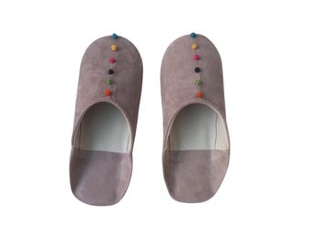 Zapatillas marroquíes de interior para mujer, zapatillas de casa de cuero hechas a mano, suaves y cómodas, babuchas minimalistas.