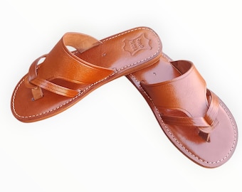 Sandalias de cuero marroquí hechas a mano - Chanclas de viaje de verano para hombre