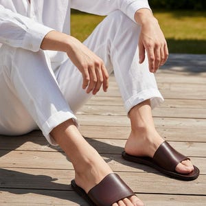Men's Leather Sandals – Handmade Comfortable Summer Shoes – Moroccan Style Footwear" image 2