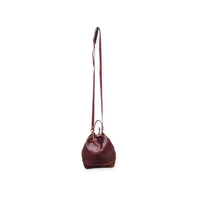 Bolso bandolera de cuero tejido marroquí hecho a mano imagen 1