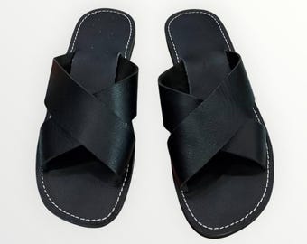 Men's Leather Sandals – Handmade Comfortable Summer Shoes – Moroccan Style Footwear"