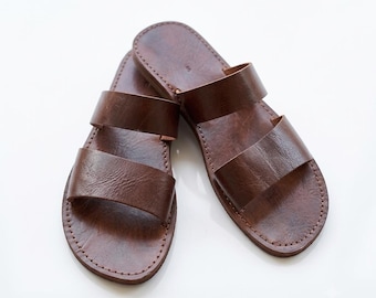 Men's Leather Sandals – Handmade Comfortable Summer Shoes – Moroccan Style Footwear"