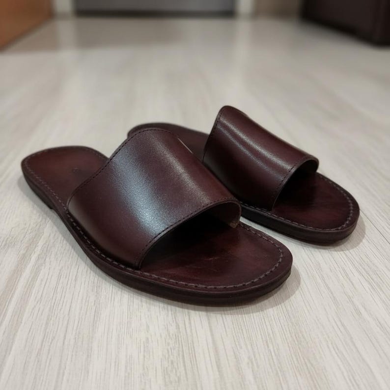 Men's Leather Sandals – Handmade Comfortable Summer Shoes – Moroccan Style Footwear" image 1