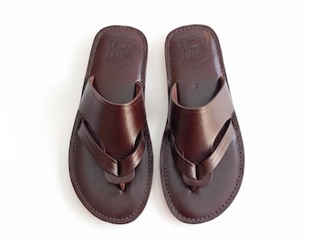 Handmade Moroccan Leather Sandals - Dark Brown Summer Slides