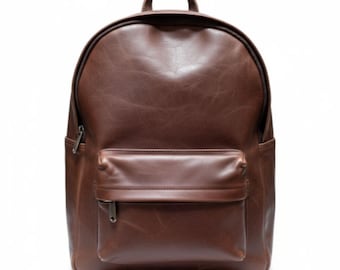 Handmade Brown Leather Backpack: Moroccan Vintage Travel Rucksack