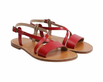 Women’s Genuine Leather Strappy Sandals – Comfortable Summer Walking Shoes