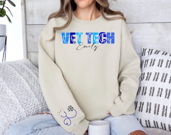 Custom Vet Tech Sweatshirt, Personalized Vet Tech Shirt, Veterinarian Technician Hoodie, Custom Vet Tech Gift, Veterinarian Technician Gift
