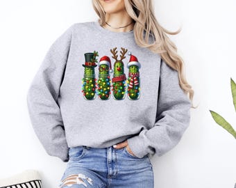Christmas Pickles Sweatshirt, Christmas Season Hoodie, Christmas Shirt, Pickle Lover Christmas Shirt, Xmas Gift, Funny Christmas Shirt