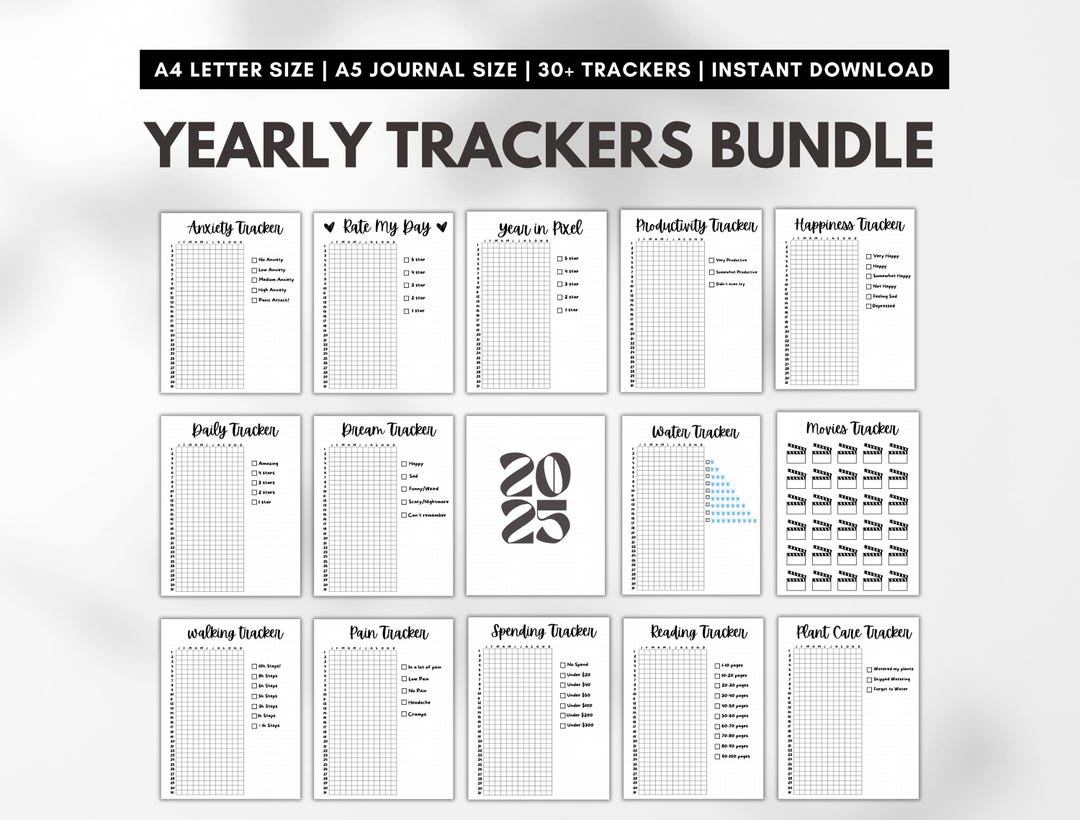 2026 Yearly Tracker Bundle, A5 Bullet Journal Pages - Etsy