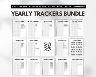 2026 Yearly Tracker Bundle, A5 Bullet Journal Pages