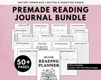 Omfattande läsdagbok: Bokspårare, recensioner, utmaningar (digital PDF)