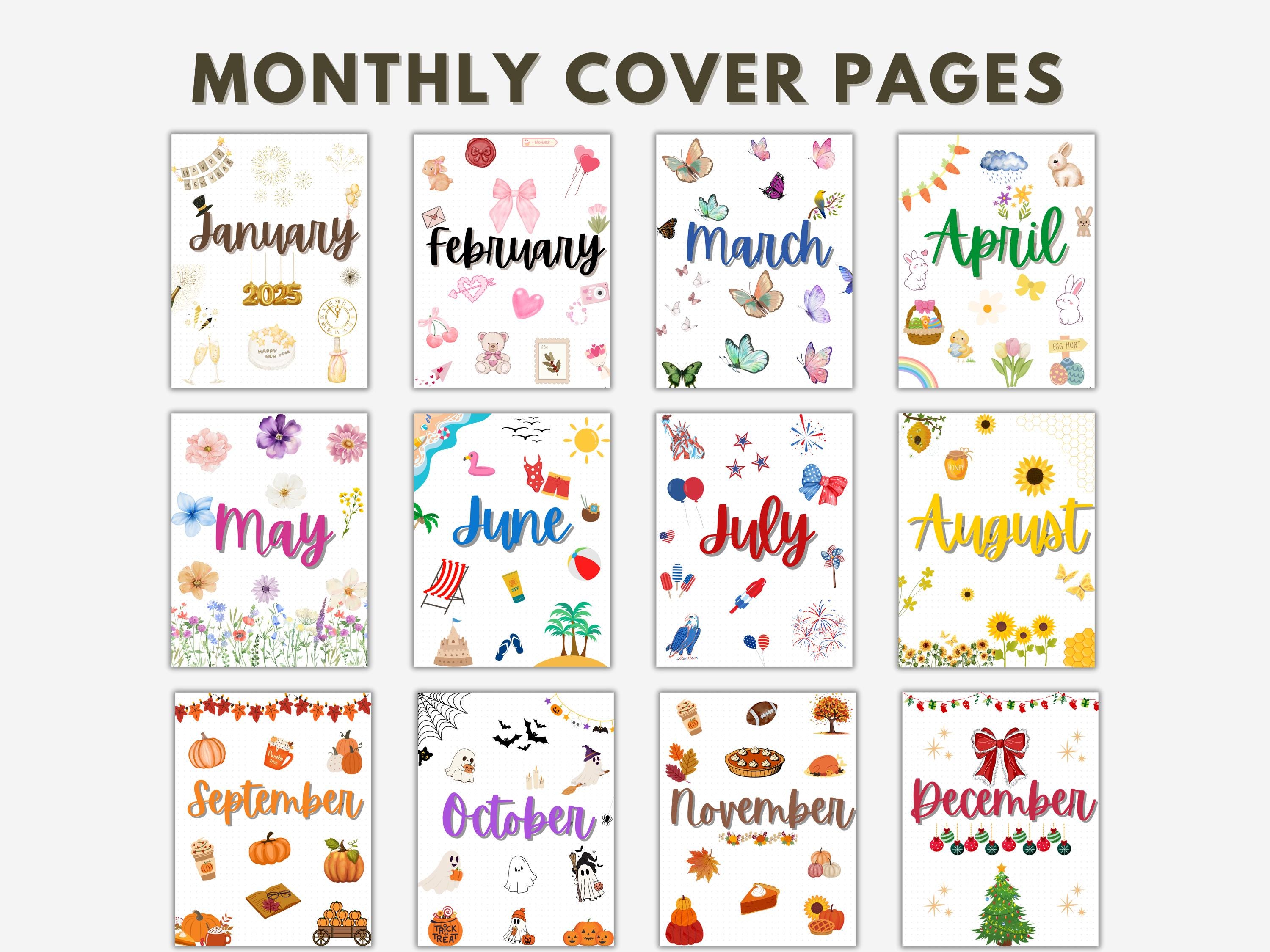 2025 Bullet Journal Bundle | Printable Habit & Mood Trackers (digital ...