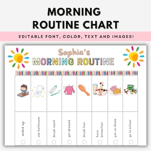 Kids Daily Routine Flip Chart: Editable Morning, Evening, Chores (PDF ...