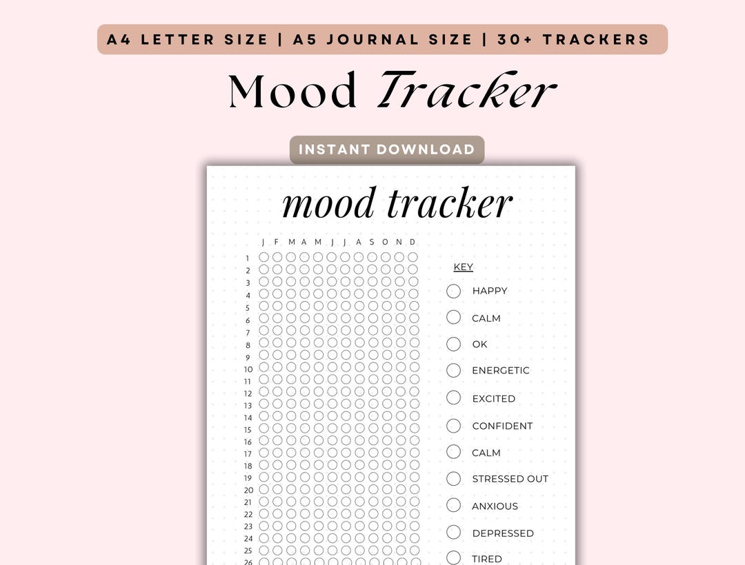 2026 Mood Tracker Printable, A5 Bullet Journal Page (digital Download ...