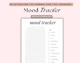 2026 Mood Tracker Printable, A5 Bullet Journal Page (Digital Download)